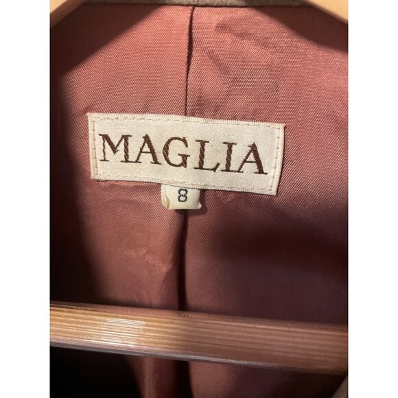 Vintage Maglia Tan Leather Snap Front Bomber Jacket SZ 8 - Picture 5 of 6